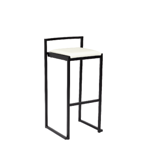 BLACK+TRIBECA+BARSTOOL+W%2f+WHITE+PADDED+SEAT